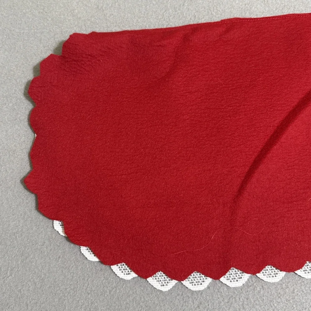 Vtg Christmas Silent Night Nativity Scene Lace Valance Felt Back Topper Handmade